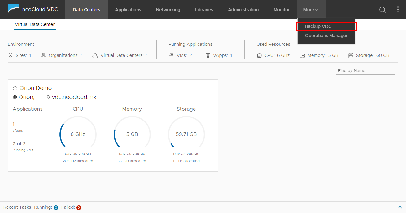 Backup VDC - VDC Link