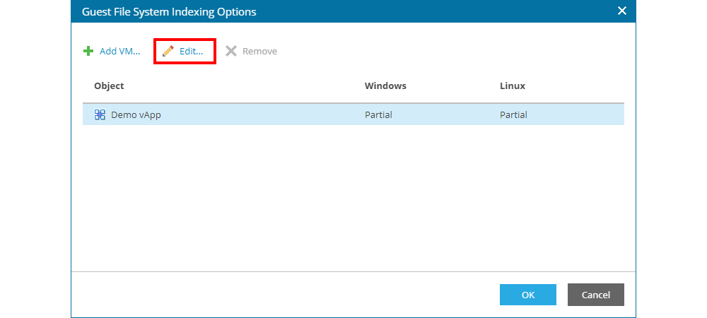 Create Backup Job - Guest Processing - Indexing Options