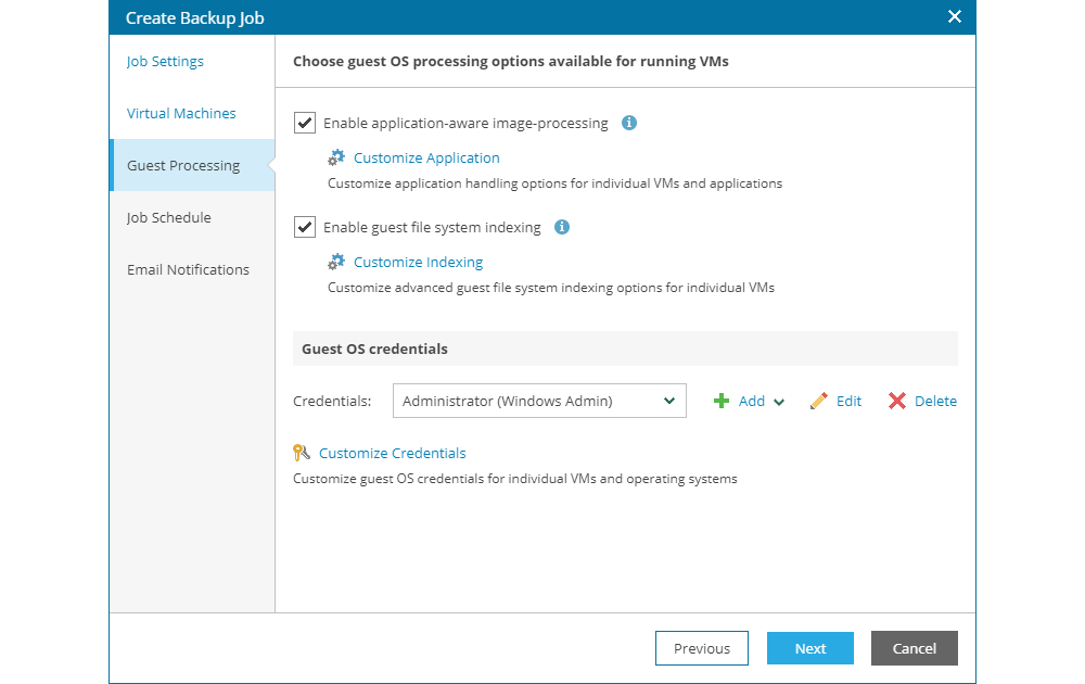 Create Backup Job - Guest Processing