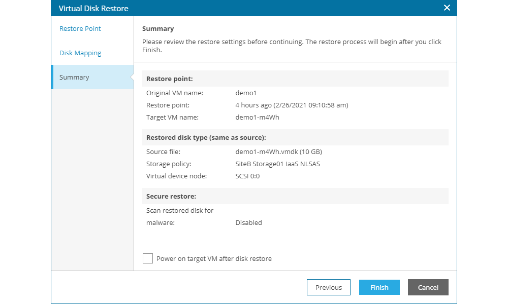 Virtual Disk Restore - Summary