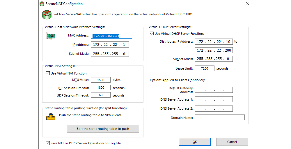 SoftEther VPN Server Manager - SecureNAT