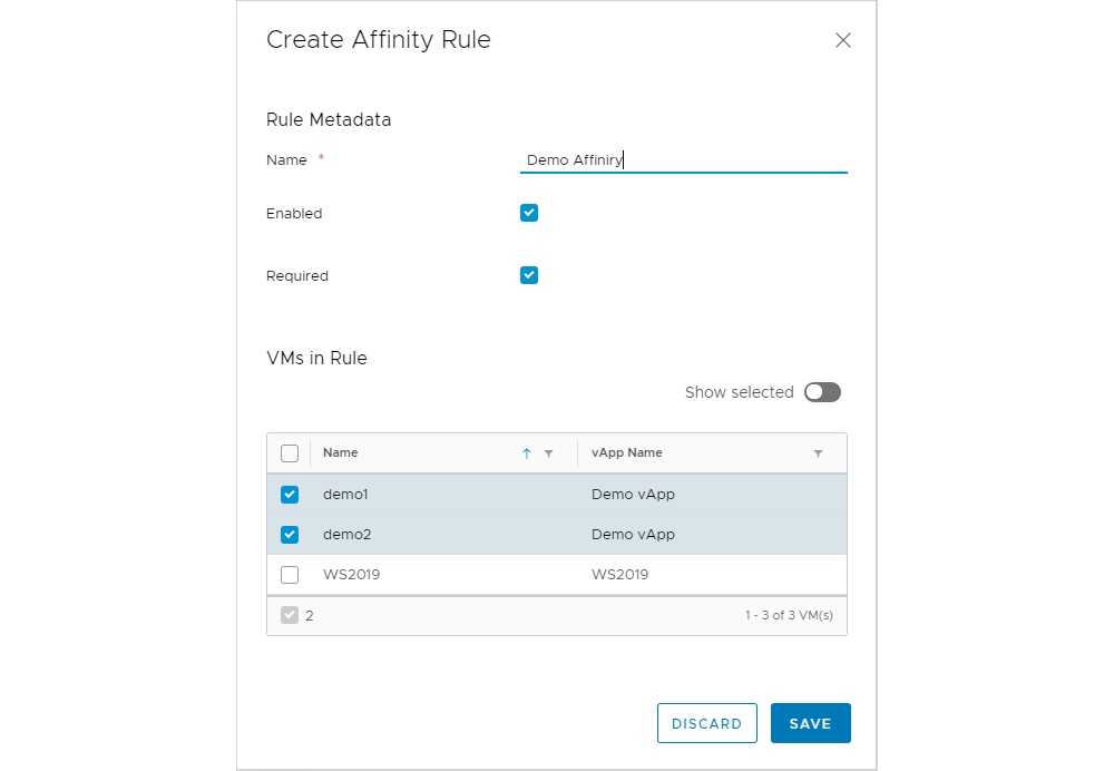 New Affinity Rule