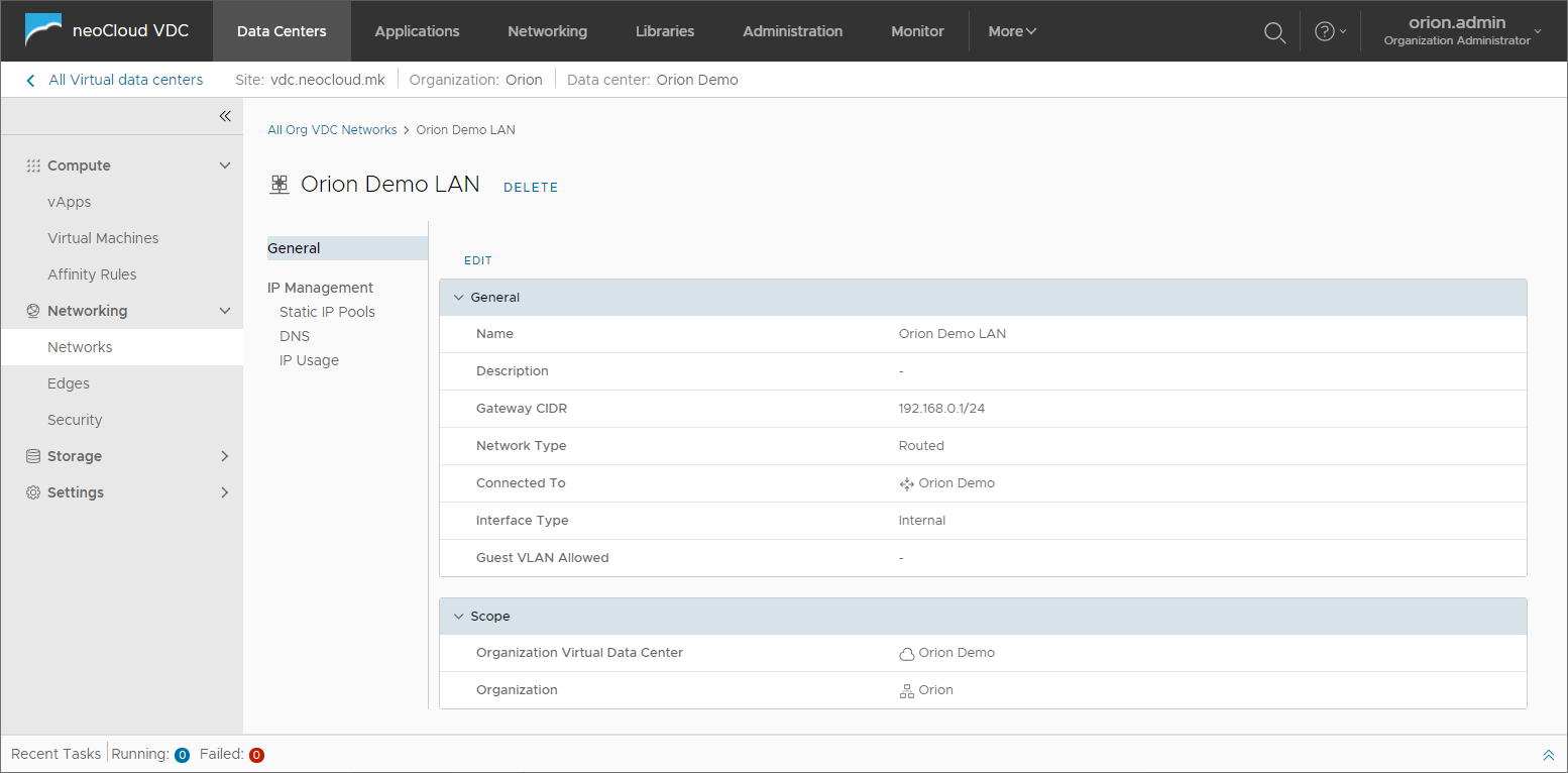 Manage Network - IP Management - Static IP Pools