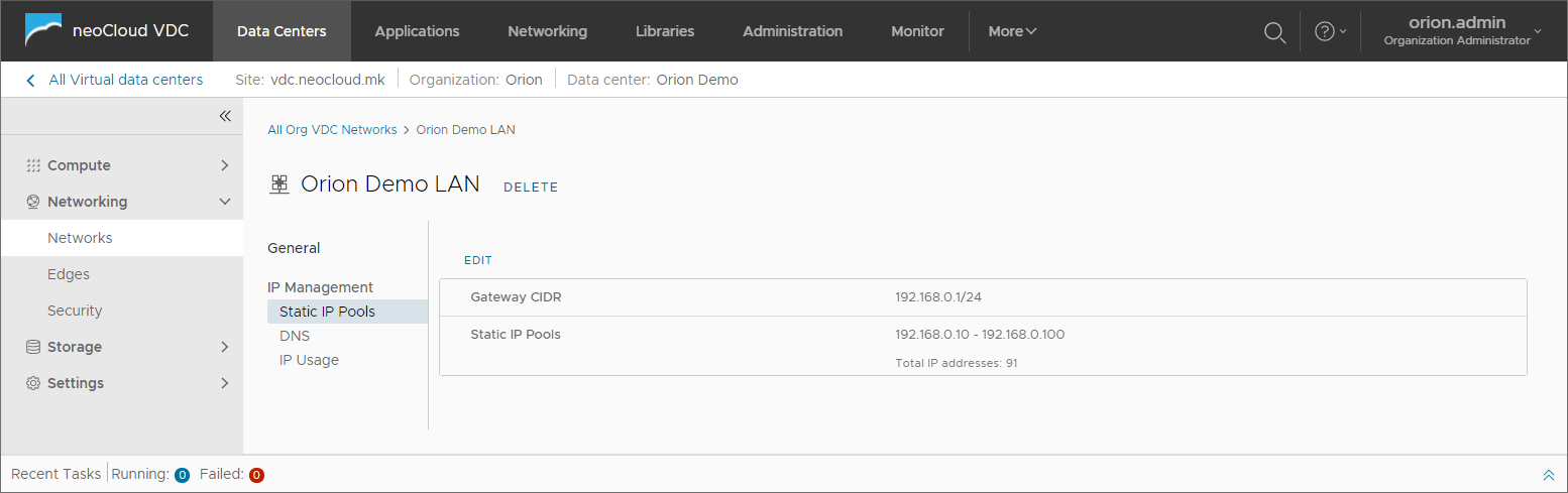 Manage Network - IP Management - DNS