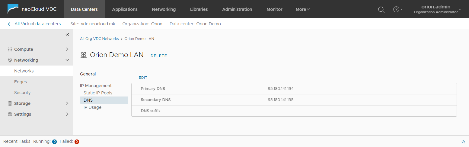 Manage Network - IP Management - Allocations