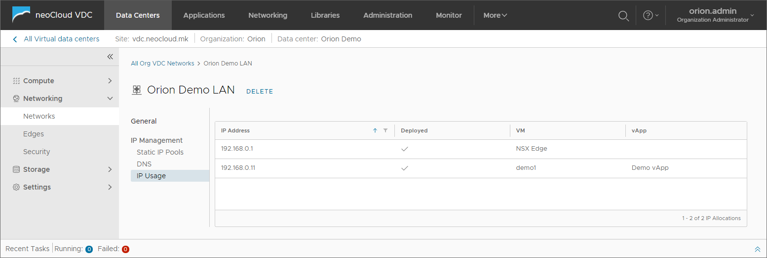 Manage Network - IP Management - DHCP