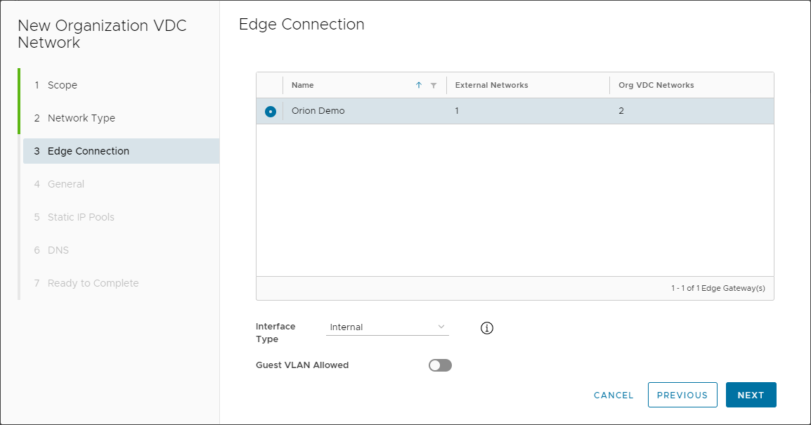 New Network - Routed - Edge Connection