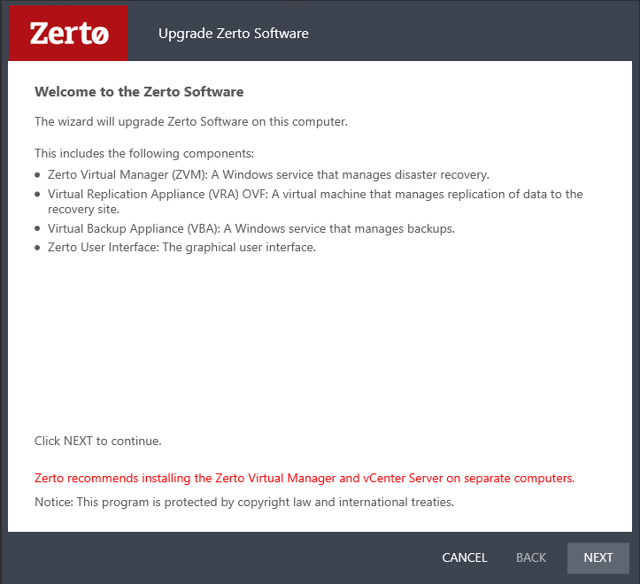 ZVM Upgrade - Start Screen