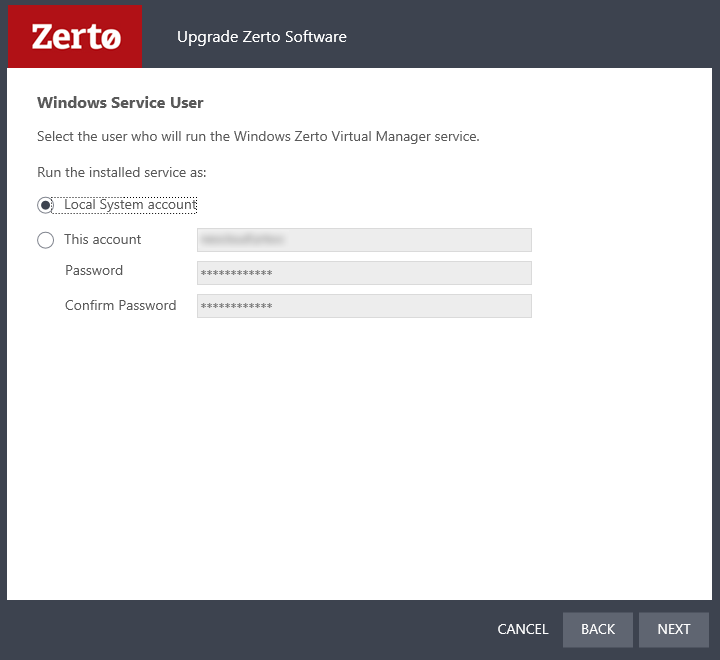 ZVM Upgrade - Service User