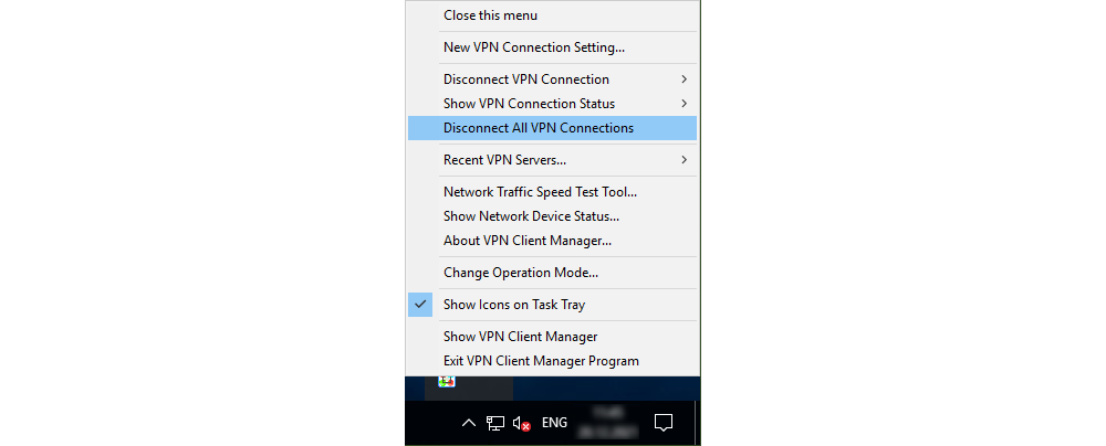 SoftEther VPN Client - System Tray - Options