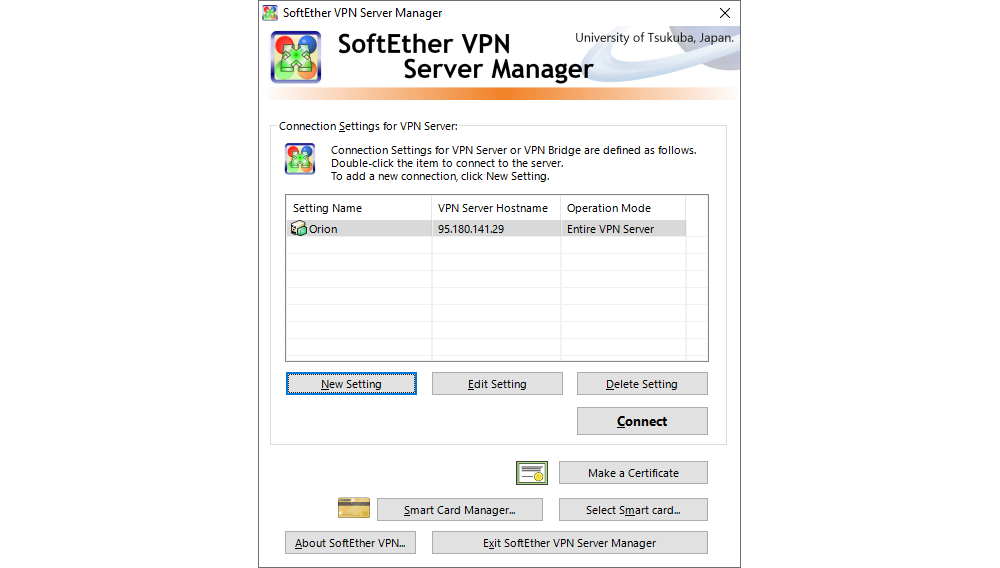 SoftEther VPN Server Manager - Connections