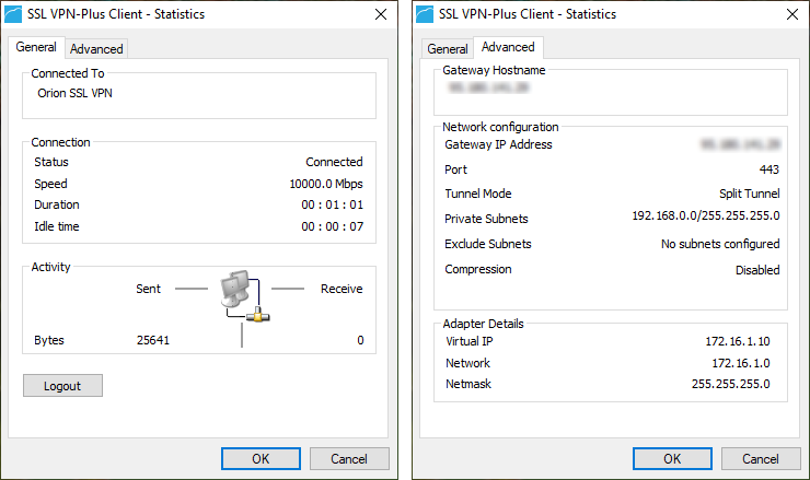 SSL VPN Client – Statistics