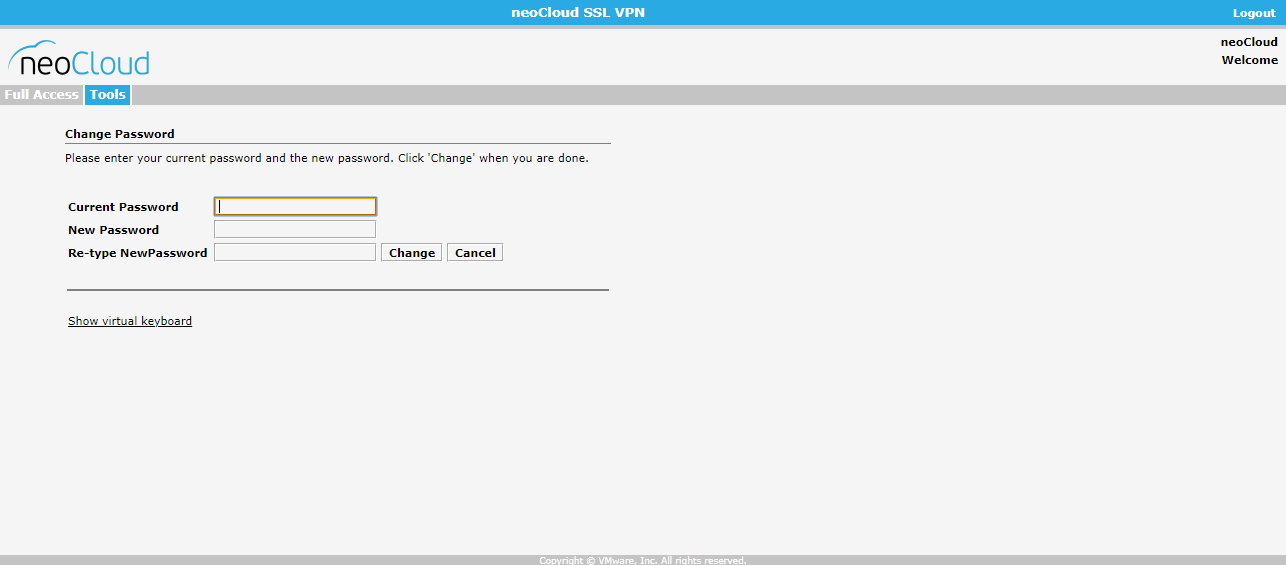 SSL VPN Portal - Change Password